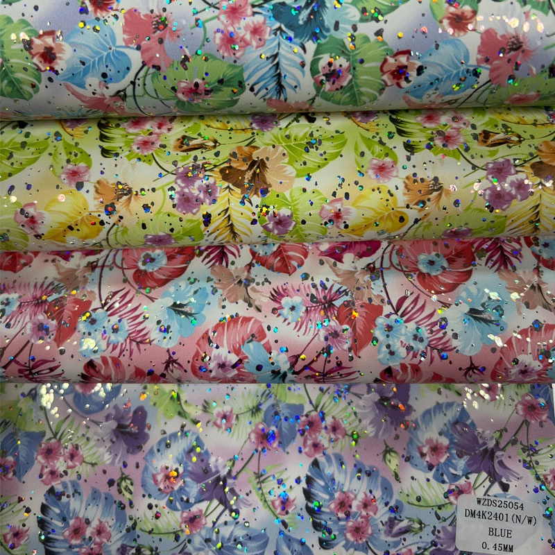 FLOWER PATTERN FILM PU SYNTHETIC LEATHER