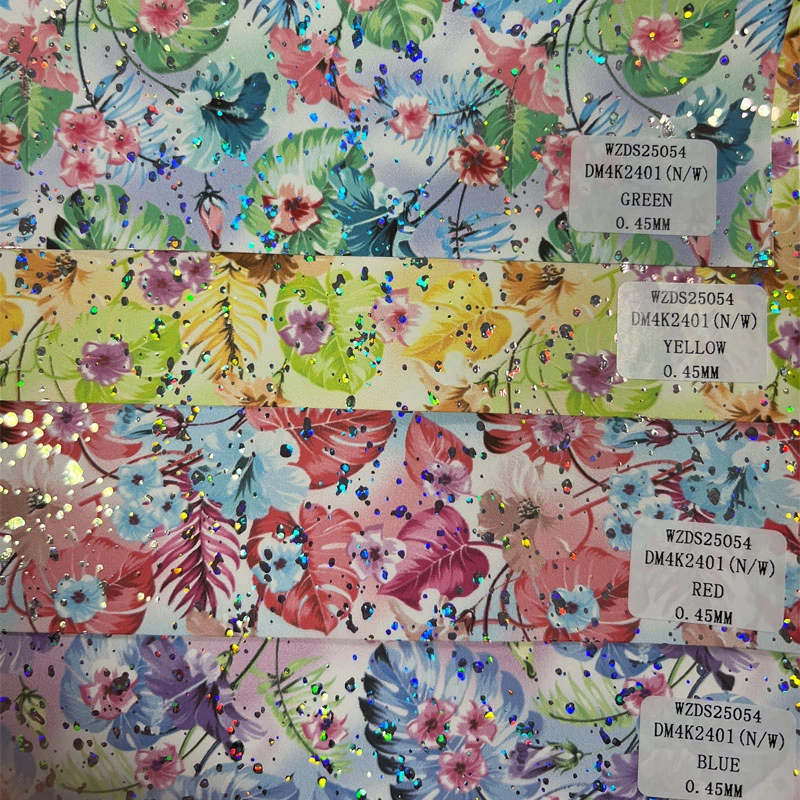 FLOWER PATTERN FILM PU SYNTHETIC LEATHER